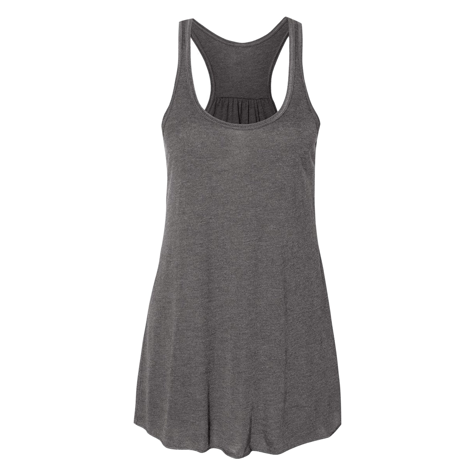 Dark Heather - Front - Bella Ladies-Womens Flowy Racerback Tank Top