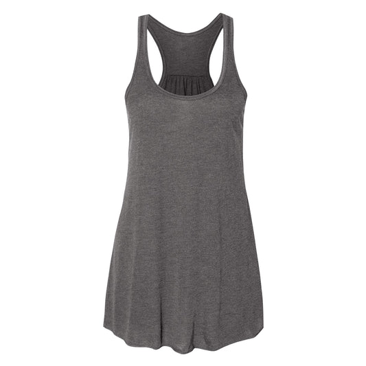 Dark Heather - Front - Bella Ladies-Womens Flowy Racerback Tank Top