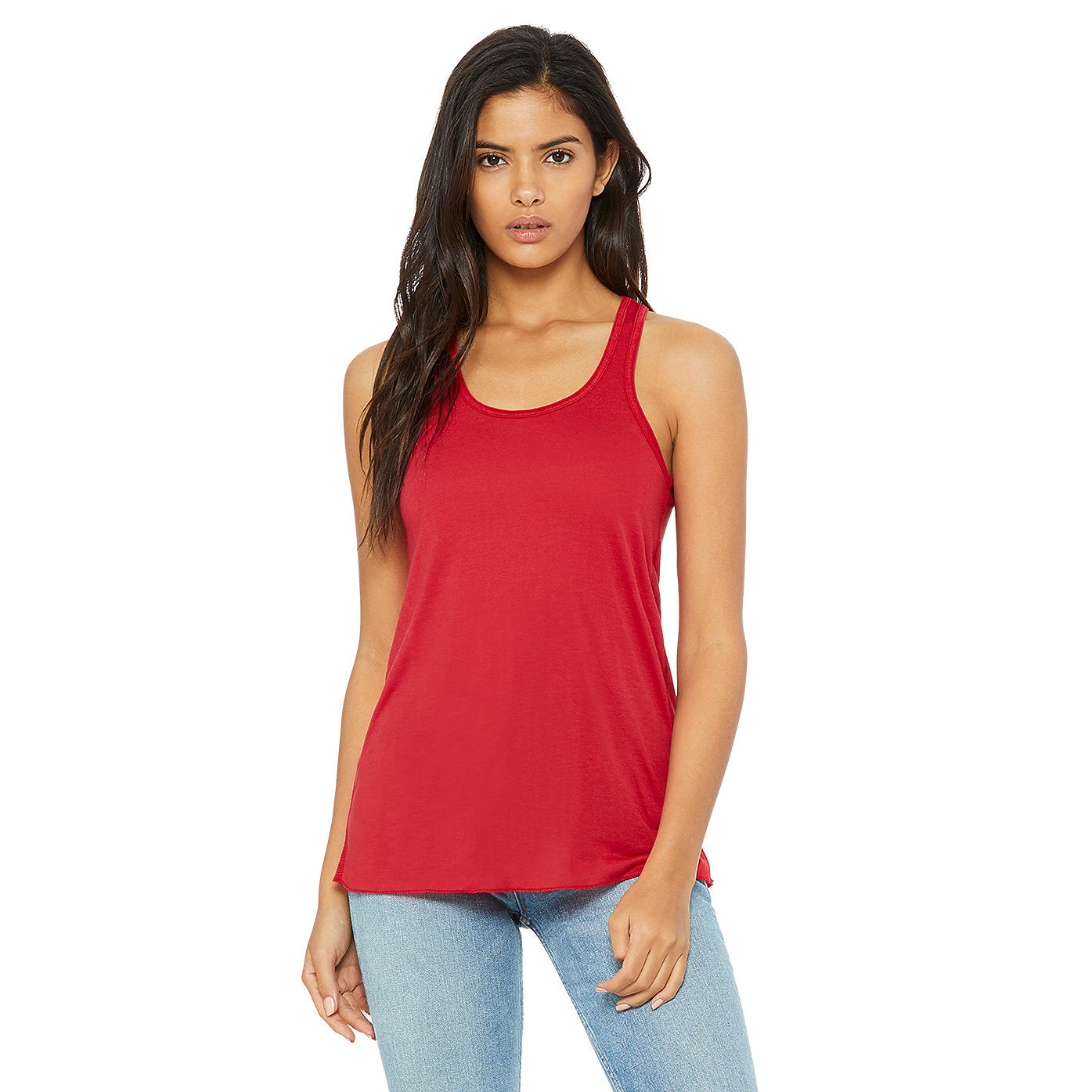 Red - Back - Bella Ladies-Womens Flowy Racerback Tank Top