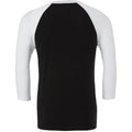 Black-White - Back - Canvas Mens 3-4 Sleeve Baseball T-Shirt