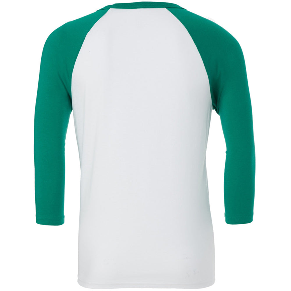 White-Kelly Green - Back - Canvas Mens 3-4 Sleeve Baseball T-Shirt