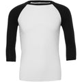 White-Black - Front - Canvas Mens 3-4 Sleeve Baseball T-Shirt