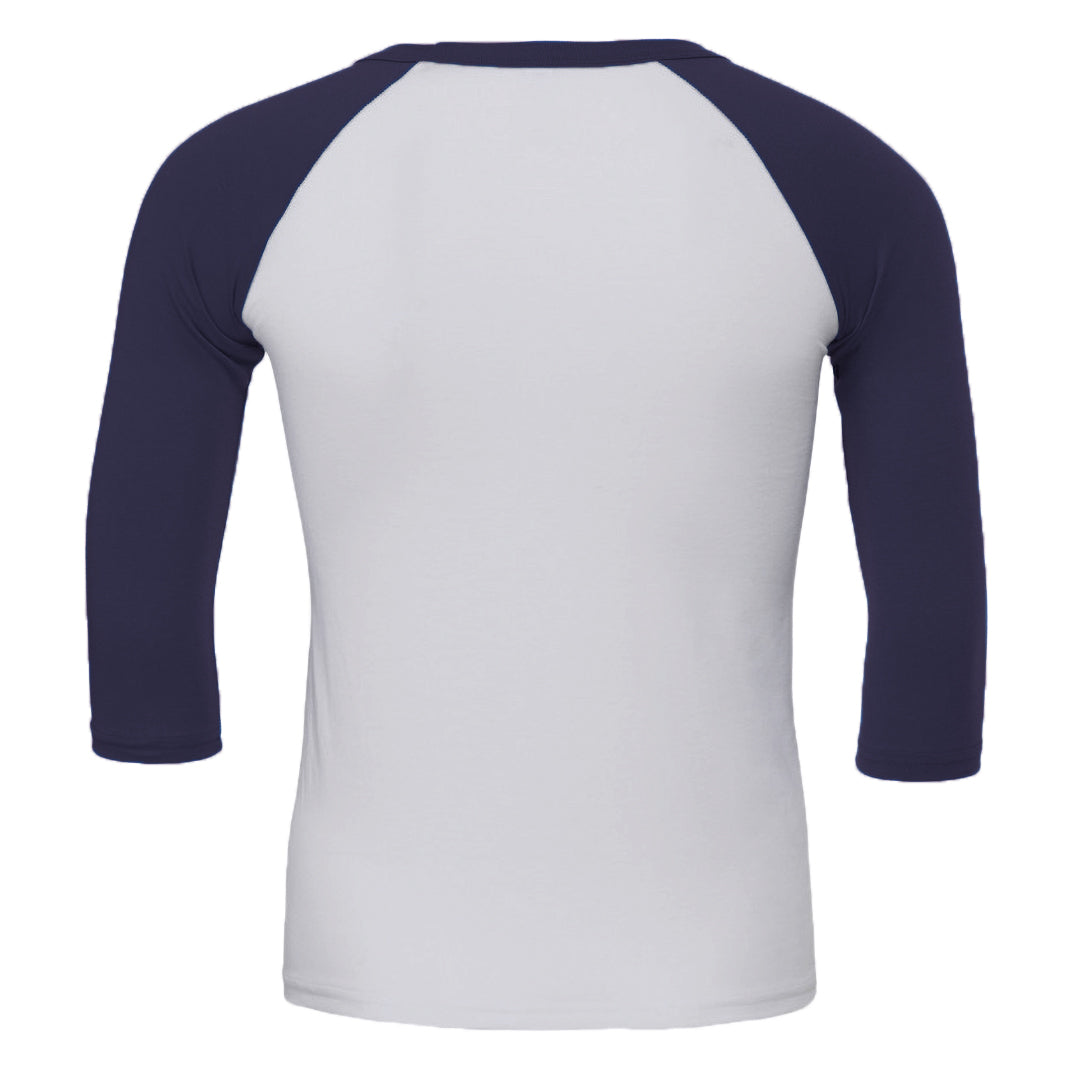 White-Navy - Back - Canvas Mens 3-4 Sleeve Baseball T-Shirt