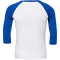 White-True Royal - Back - Canvas Mens 3-4 Sleeve Baseball T-Shirt