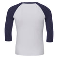 White-Navy - Back - Canvas Mens 3-4 Sleeve Baseball T-Shirt