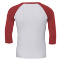 White-Red - Back - Canvas Mens 3-4 Sleeve Baseball T-Shirt