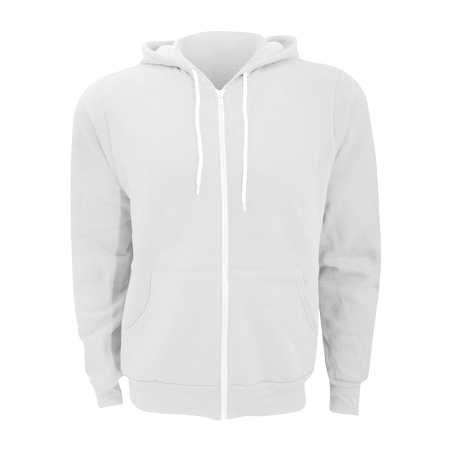 White - Front - Canvas Unixex Zip-up Polycotton Fleece Hooded Sweatshirt - Hoodie