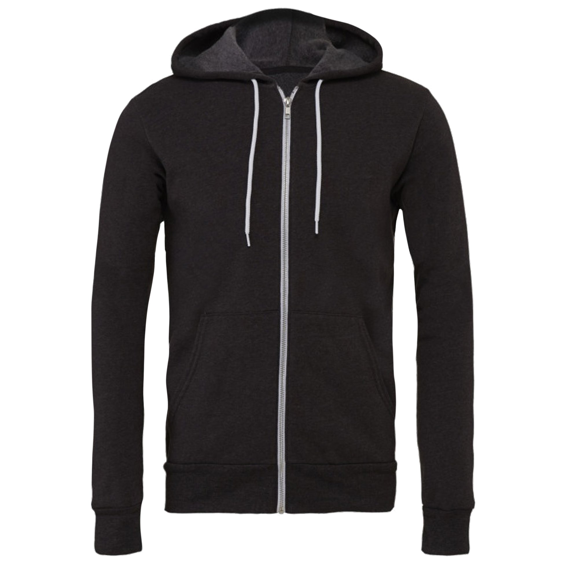 Dark Grey Heather - Front - Canvas Unixex Zip-up Polycotton Fleece Hooded Sweatshirt - Hoodie