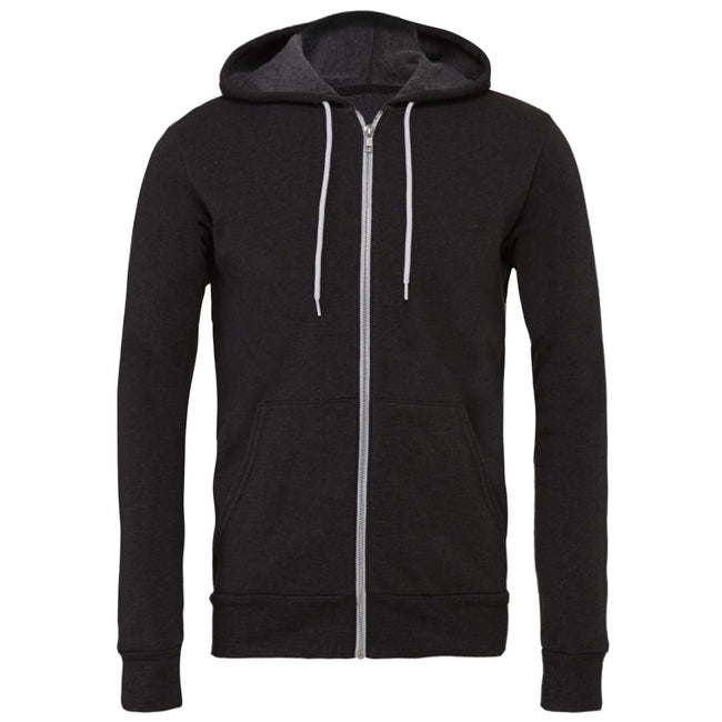 Dark Grey Heather - Front - Canvas Unixex Zip-up Polycotton Fleece Hooded Sweatshirt - Hoodie