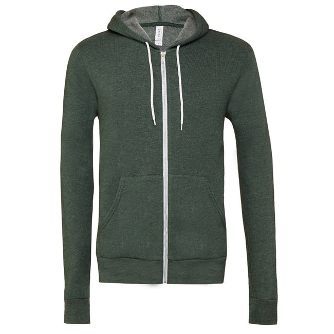 Heather Forest - Front - Canvas Unixex Zip-up Polycotton Fleece Hooded Sweatshirt - Hoodie