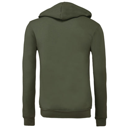 Military Green - Back - Canvas Unixex Zip-up Polycotton Fleece Hooded Sweatshirt - Hoodie