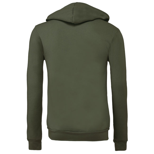 Military Green - Back - Canvas Unixex Zip-up Polycotton Fleece Hooded Sweatshirt - Hoodie