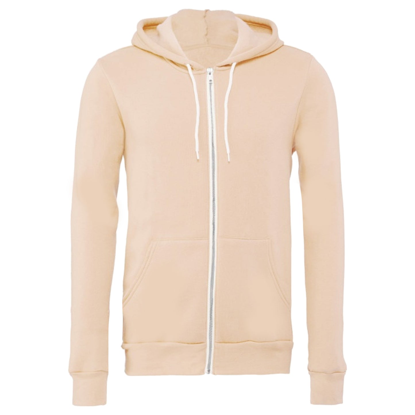 Peach - Front - Canvas Unixex Zip-up Polycotton Fleece Hooded Sweatshirt - Hoodie