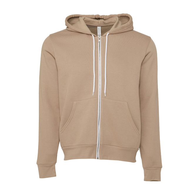Tan - Front - Canvas Unixex Zip-up Polycotton Fleece Hooded Sweatshirt - Hoodie