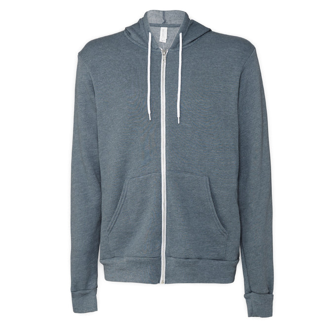 Slate Heather - Front - Canvas Unixex Zip-up Polycotton Fleece Hooded Sweatshirt - Hoodie