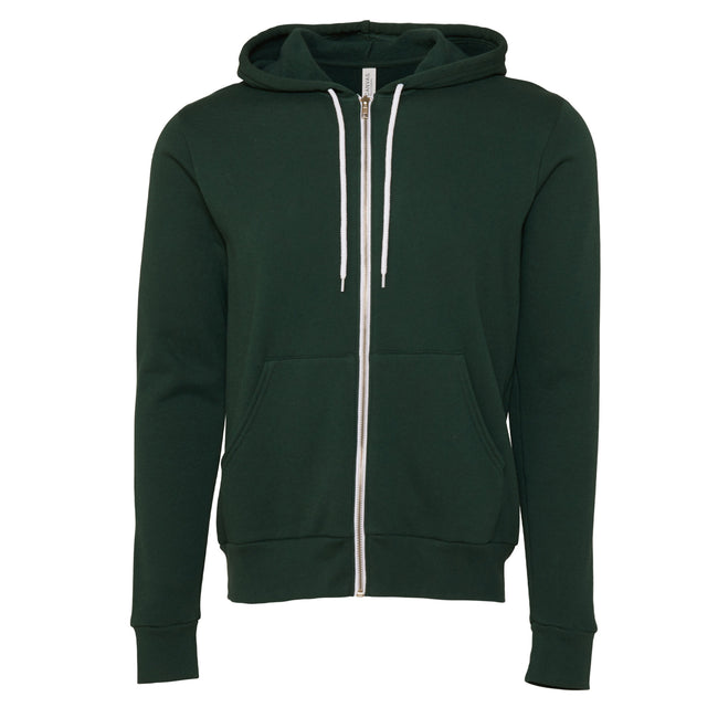 Forest Green - Front - Canvas Unixex Zip-up Polycotton Fleece Hooded Sweatshirt - Hoodie