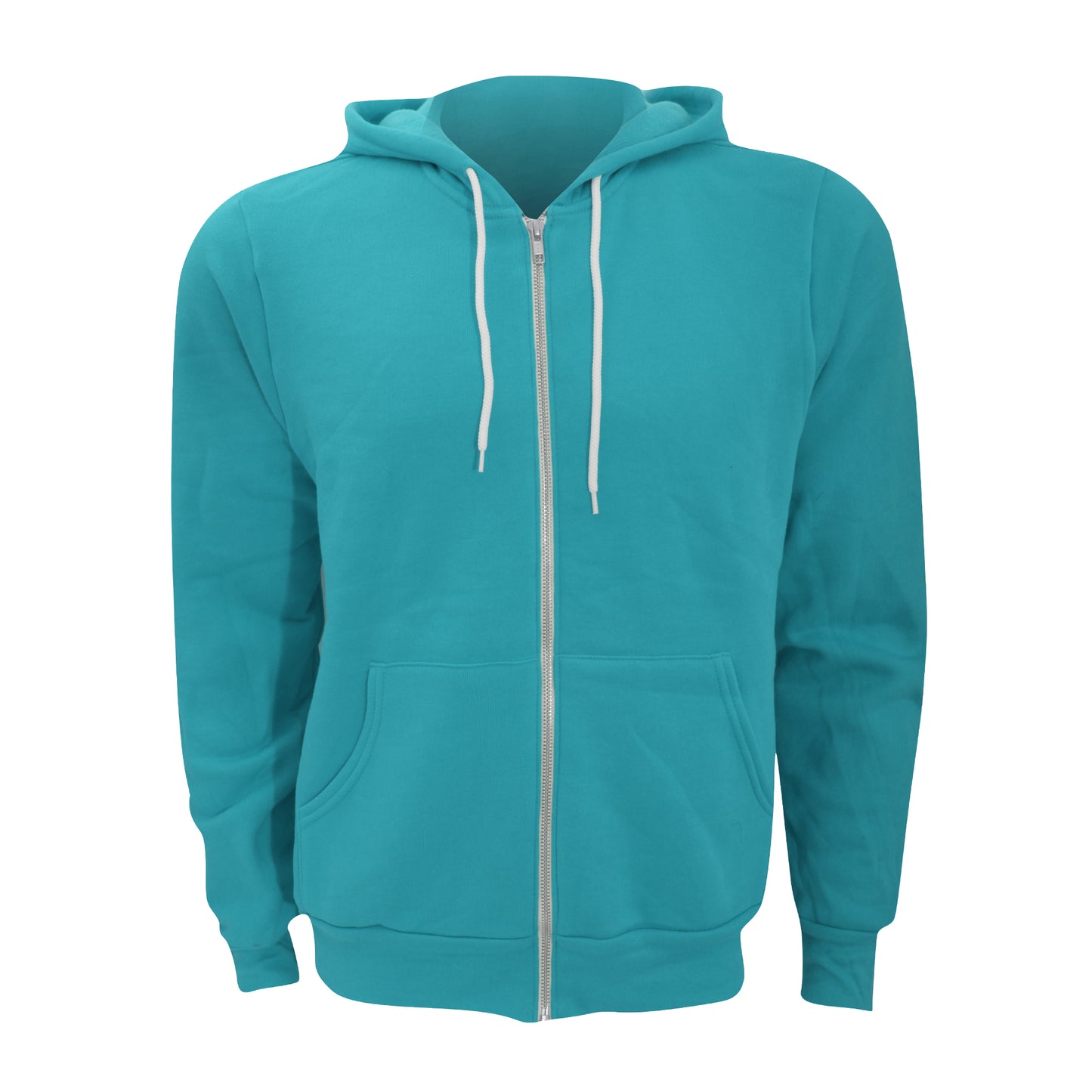 Teal - Front - Canvas Unixex Zip-up Polycotton Fleece Hooded Sweatshirt - Hoodie