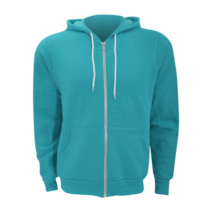Teal - Front - Canvas Unixex Zip-up Polycotton Fleece Hooded Sweatshirt - Hoodie