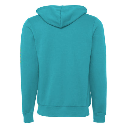 Teal - Back - Canvas Unixex Zip-up Polycotton Fleece Hooded Sweatshirt - Hoodie