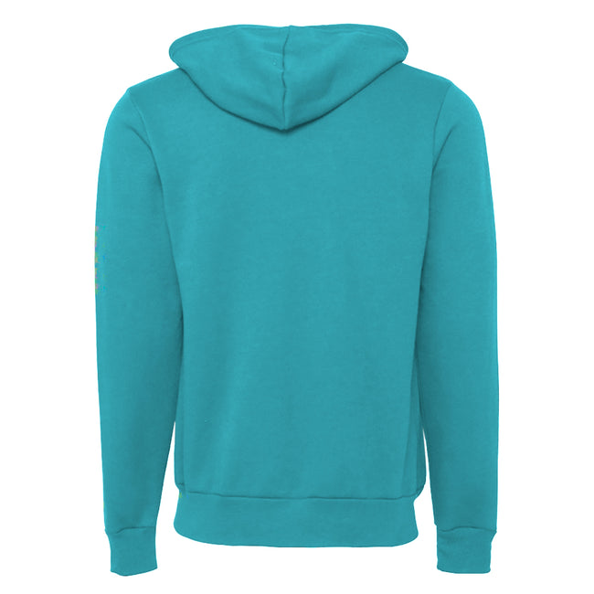 Teal - Back - Canvas Unixex Zip-up Polycotton Fleece Hooded Sweatshirt - Hoodie