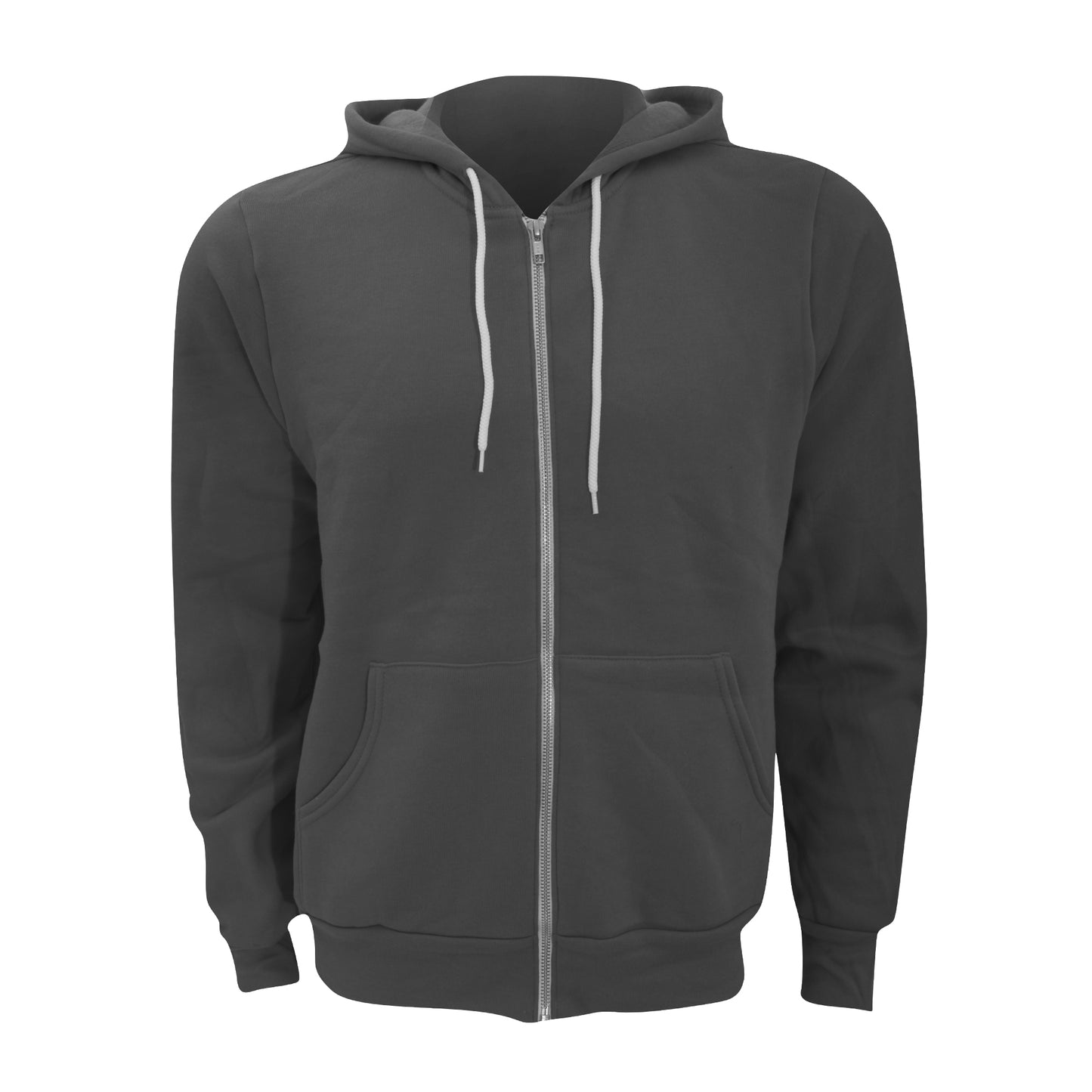 Asphalt - Front - Canvas Unixex Zip-up Polycotton Fleece Hooded Sweatshirt - Hoodie