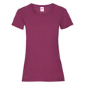 Burgundy - Front - Fruit Of The Loom Ladies-Womens Lady-Fit Valueweight Short Sleeve T-Shirt