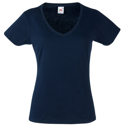 Deep Navy - Front - Fruit Of The Loom Womens-Ladies Valueweight V Neck Lady Fit T-Shirt