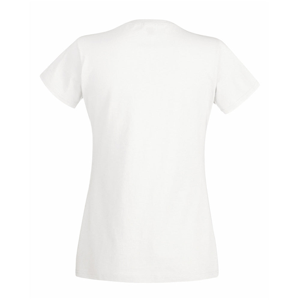 White - Back - Fruit Of The Loom Womens-Ladies Valueweight V Neck Lady Fit T-Shirt