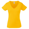 Sunflower - Front - Fruit Of The Loom Ladies Lady-Fit Valueweight V-Neck Short Sleeve T-Shirt