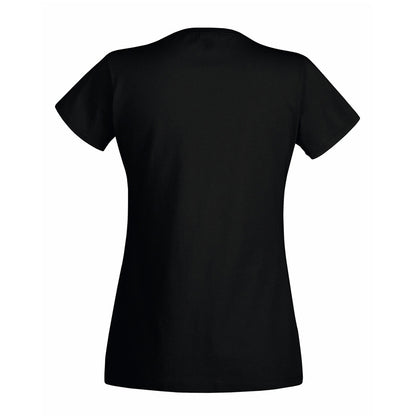 Black - Back - Fruit Of The Loom Womens-Ladies Valueweight V Neck Lady Fit T-Shirt
