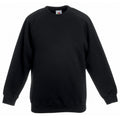Black - Front - Fruit Of The Loom Childrens Unisex Raglan Sleeve Sweatshirt