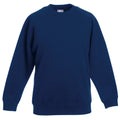 Navy - Front - Fruit Of The Loom Childrens Unisex Raglan Sleeve Sweatshirt