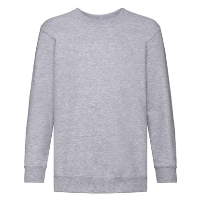 Heather Grey - Front - Fruit Of The Loom Childrens Unisex Set In Sleeve Sweatshirt