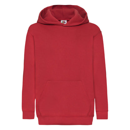 Red - Front - Fruit Of The Loom Childrens Unisex Hooded Sweatshirt - Hoodie