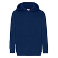 Navy - Front - Fruit Of The Loom Childrens Unisex Hooded Sweatshirt - Hoodie