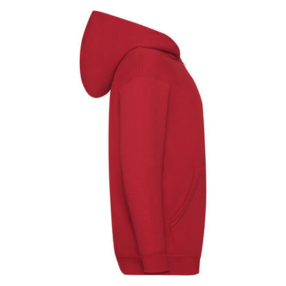 Red - Back - Fruit Of The Loom Childrens-Kids Unisex Hooded Sweatshirt Jacket