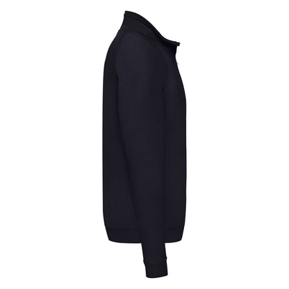 Deep Navy - Side - Fruit Of The Loom Mens Zip Neck Sweatshirt Top