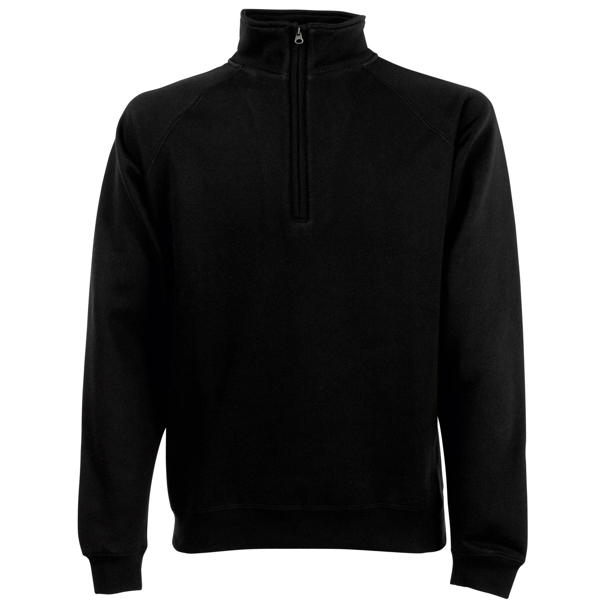 Black - Front - Fruit Of The Loom Mens Zip Neck Sweatshirt Top