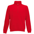 Red - Front - Fruit Of The Loom Mens Zip Neck Sweatshirt Top