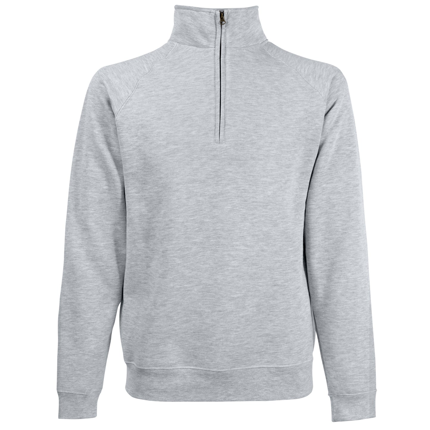 Heather Grey - Front - Fruit Of The Loom Mens Zip Neck Sweatshirt Top