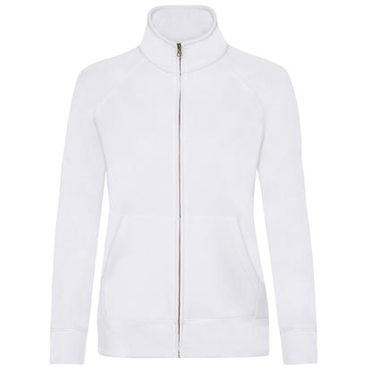 White - Front - Fruit Of The Loom Ladies-Womens Lady-Fit Fleece Sweatshirt Jacket