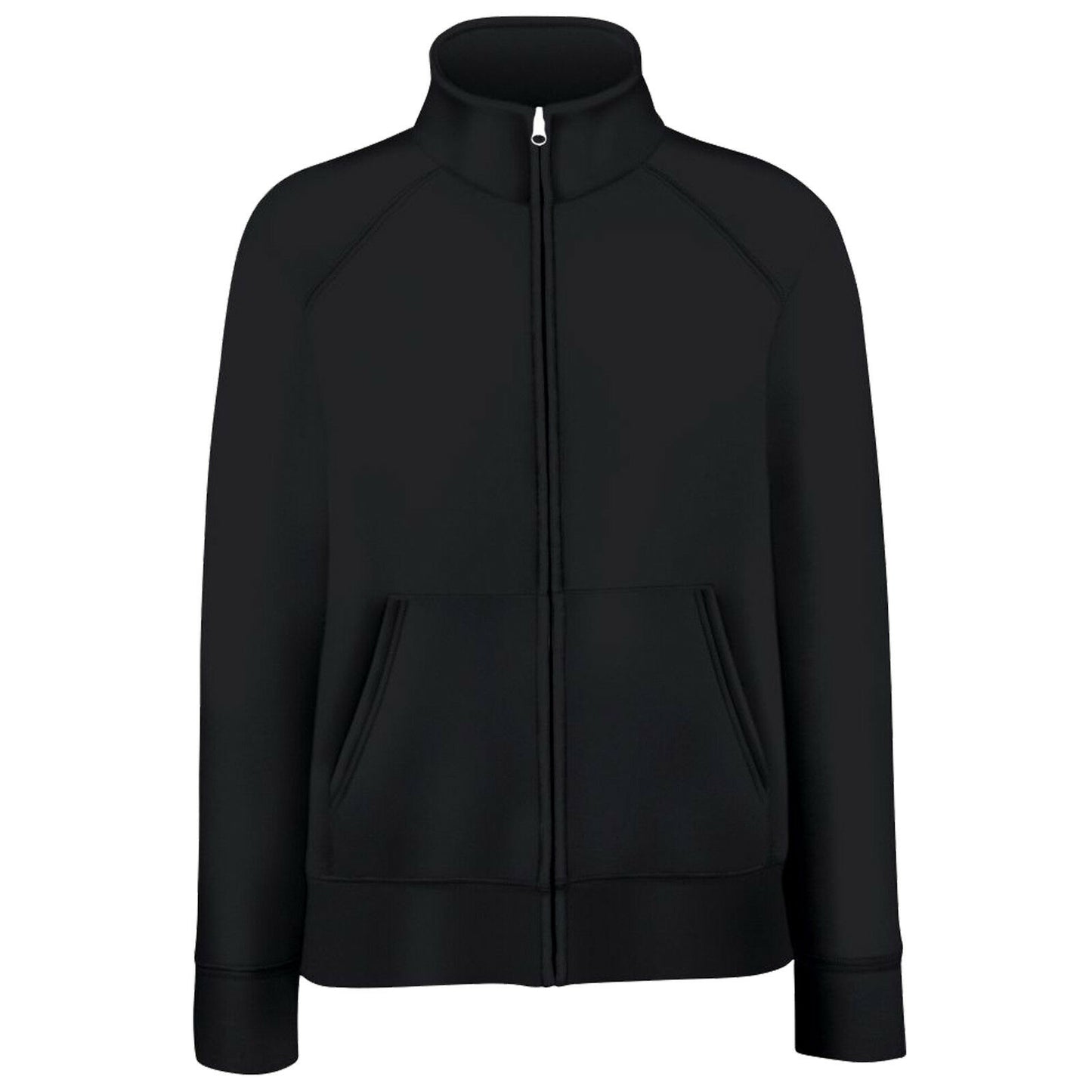 Black - Front - Fruit Of The Loom Ladies-Womens Lady-Fit Fleece Sweatshirt Jacket