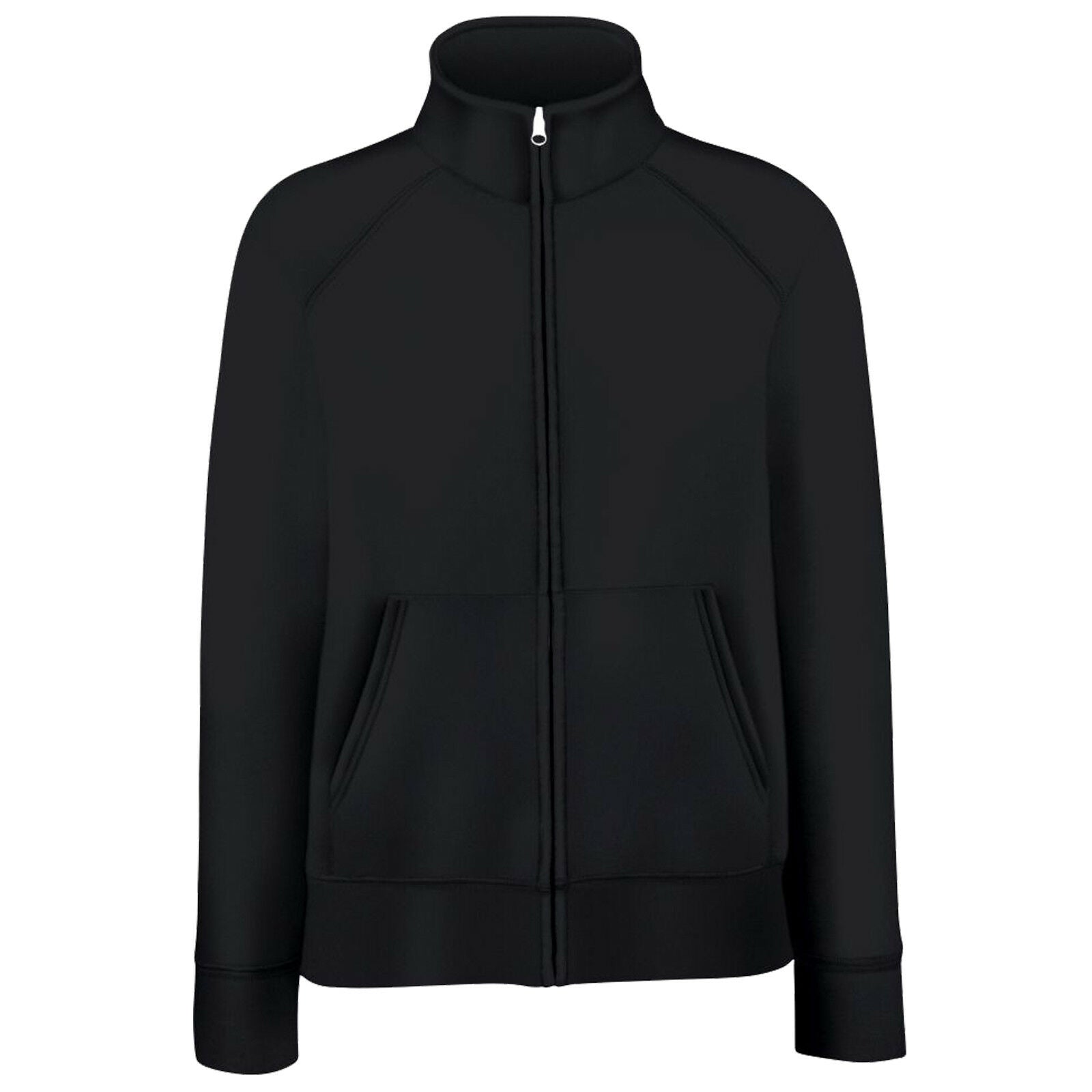 Black - Front - Fruit Of The Loom Ladies-Womens Lady-Fit Fleece Sweatshirt Jacket
