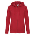 Red - Front - Fruit Of The Loom Ladies Lady-Fit Hooded Sweatshirt Jacket