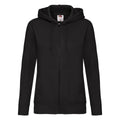 Black - Front - Fruit Of The Loom Ladies Lady-Fit Hooded Sweatshirt Jacket
