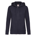 Deep Navy - Front - Fruit Of The Loom Ladies Lady-Fit Hooded Sweatshirt Jacket