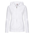White - Front - Fruit Of The Loom Ladies Lady-Fit Hooded Sweatshirt Jacket