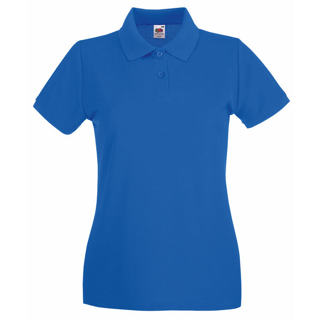 Royal - Front - Fruit of the Loom Womens-Ladies Premium Fitted Short-Sleeved Polo Shirt