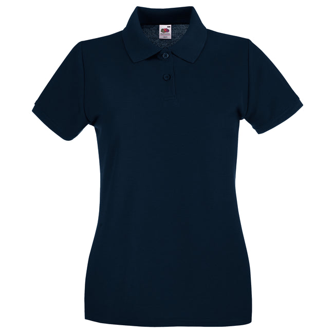 Deep Navy - Front - Fruit of the Loom Womens-Ladies Premium Fitted Short-Sleeved Polo Shirt