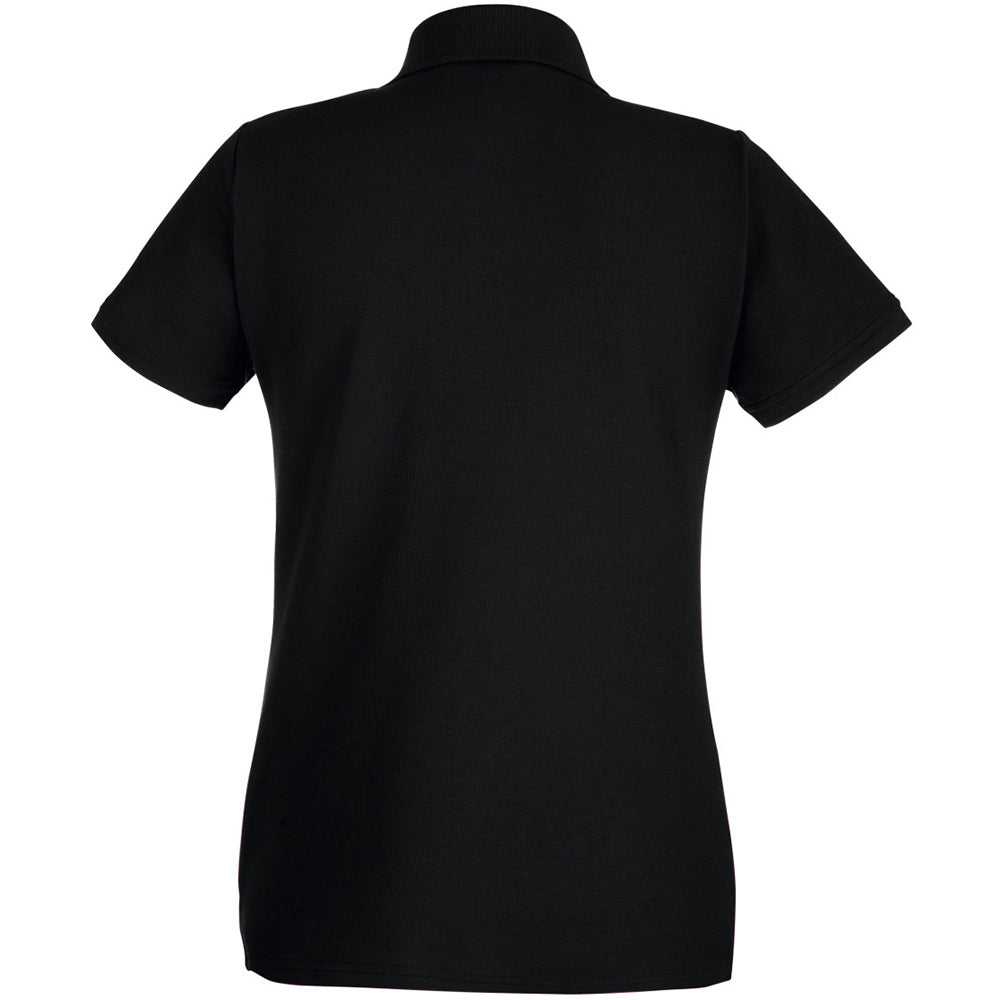 Black - Back - Fruit Of The Loom Womens-Ladies Premium Fitted Short-Sleeved Polo Shirt
